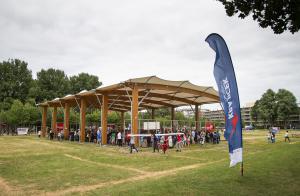 Nieuwbouw duurzame overkapping Krajicek Playground, Den Haag